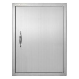 BBQ Access Door, 20W x 27H Inch Single Outdoor Kitchen Door, Stainless Steel Flush Mount Door, Wall Vertical Door with Handle, for BBQ Island