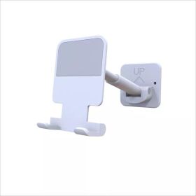 Wall Mounted Phone Holder; Mobile Phone Telescopic Bracket; Adhesive Bathroom Kitchen Desktop Portable Folding Mobile Phone Stand For IPhone/Andr (Color: White)