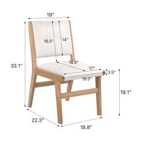 Hengming PU dining chair, no armrest with wooden legs, suitable for kitchen, dining room, living room, bedroom and other occasions,set of 2 (Color: as Pic)