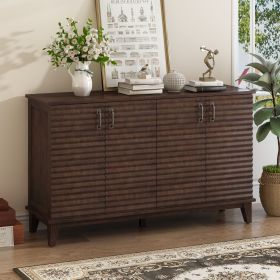 Sideboard with 4 Door Large Storage Buffet with Adjustable Shelves and Metal Handles for Kitchen,Living Room,Dining Room (Material: MDF, Color: Espresso)